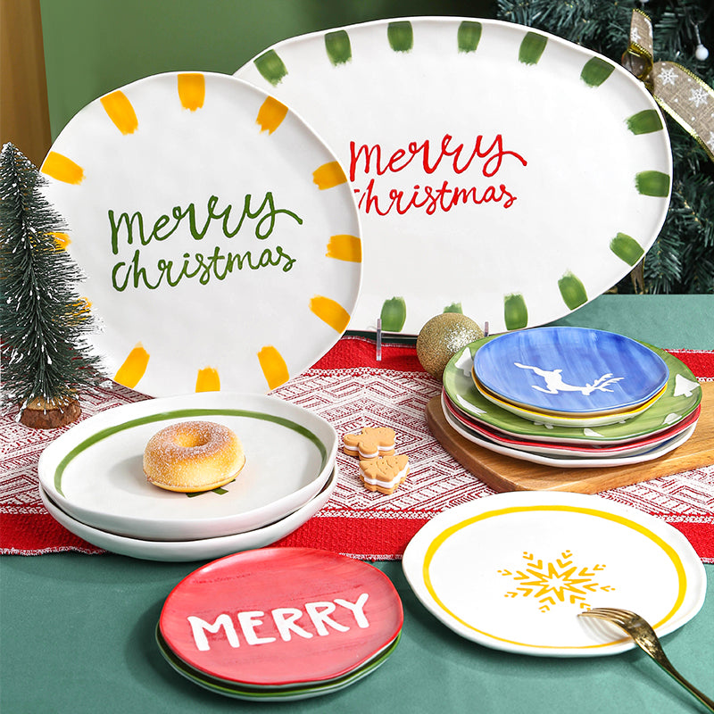 Juego de platos navideños